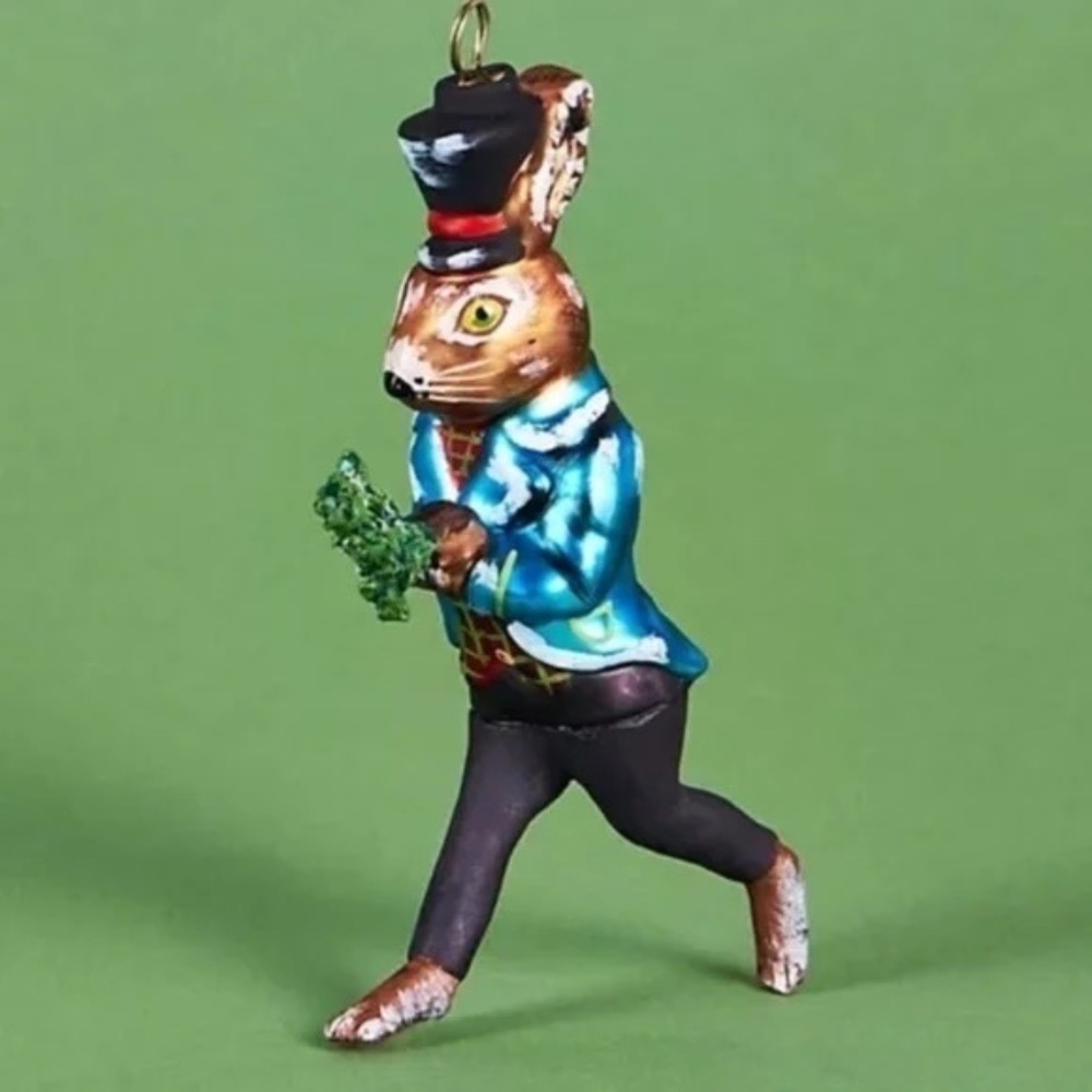 Anthropologie Nathalie Lete Jumping Hare Christmas  Ornament